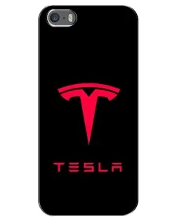 Чохол для iPhone 5 / 5s / SE з картинкою «Tesla Red Logo»