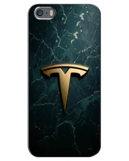 Чохол для iPhone 5 / 5s / SE з картинкою «Мармурова Tesla Gold»