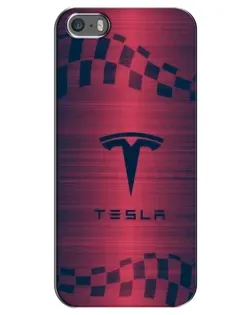 Чохол для iPhone 5 / 5s / SE з картинкою «Тесла червоний карбон»
