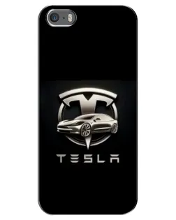 Чохол для iPhone 5 / 5s / SE з картинкою «Tesla — срібне авто»