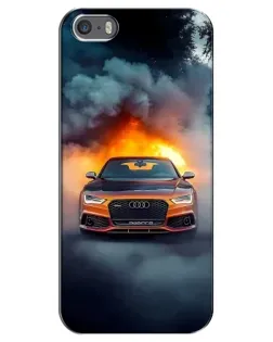 Чохол для iPhone 5 / 5s / SE з картинкою «Audi у вогняному диму»