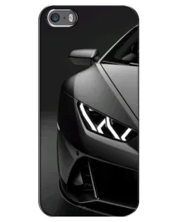 Чехол для iPhone 5 / 5s / SE с картинкой «Lamborghini фары детализация»