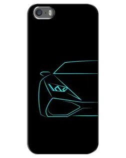 Чехол для iPhone 5 / 5s / SE с картинкой «Голубой силуэт Lamborghini»