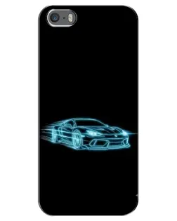 Чехол для iPhone 5 / 5s / SE с картинкой «Неоновый контур Lamborghini»