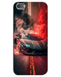 Чехол для iPhone 5 / 5s / SE с картинкой «Lamborghini красный дым»