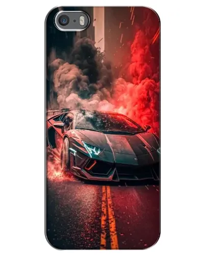 Чехол для iPhone 5 / 5s / SE с картинкой «Lamborghini красный дым»