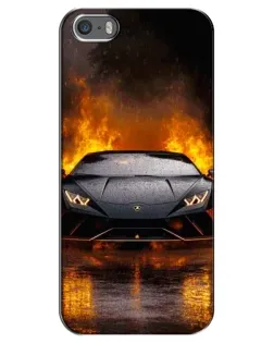 Чехол для iPhone 5 / 5s / SE с картинкой «Lamborghini в огне»