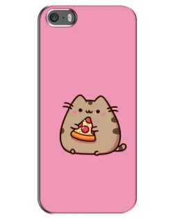 Чехол для iPhone 5 / 5s / SE с картинкой «Пушин с пиццей»