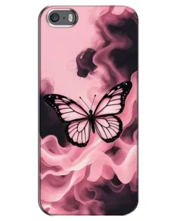 Чехол для iPhone 5 / 5s / SE с картинкой «Бабочка в дыму»