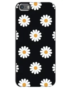 Чехол для iPhone 5 / 5s / SE с картинкой «Ромашки на черном»