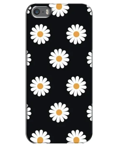 Чехол для iPhone 5 / 5s / SE с картинкой «Ромашки на черном»