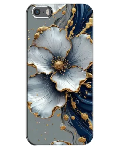 Чохол для iPhone 5 / 5s / SE з картинкою «Біла квітка та золотий флюїд» Чохол для iPhone 5 / 5s / SE з картинкою «Біла квітка та золотий флюїд»