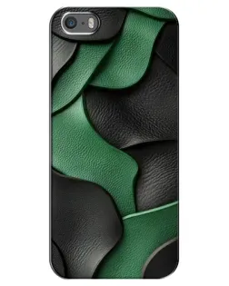 Чехол для iPhone 5 / 5s / SE с картинкой «Зеленые кожаные волны»