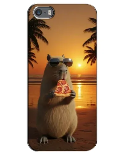 Чохол для iPhone 5 / 5s / SE з картинкою «Капібара з піцою»