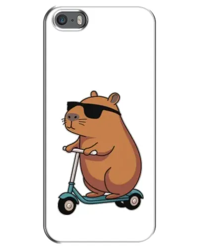 Чохол для iPhone 5 / 5s / SE з картинкою «Капібара на самокаті»