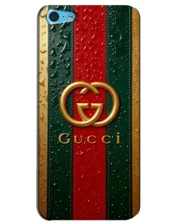Чохол для iPhone 5c з картинкою «Gucci — фірмова смуга та золото»