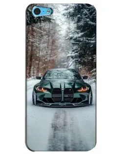 Чохол для iPhone 5c з картинкою «BMW у зимовому лісі»