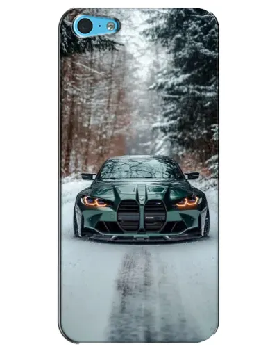 Чохол для iPhone 5c з картинкою «BMW у зимовому лісі»