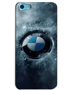 Чехол для iPhone 5c с картинкой «Логотип BMW — лед»