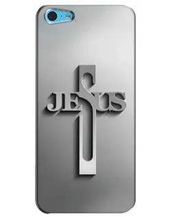 Чехол для iPhone 5c с картинкой «Металлический крест Jesus»