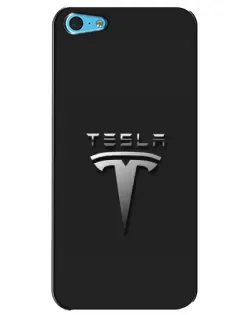 Чохол для iPhone 5c з картинкою «Сталевий логотип Tesla»
