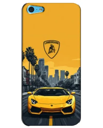 Чохол для iPhone 5c з картинкою «Жовтий Lamborghini місто»