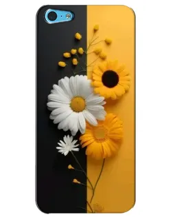 Чохол для iPhone 5c з картинкою «Соняшник та ромашка»
