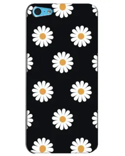 Чохол для iPhone 5c з картинкою «Ромашки на чорному»