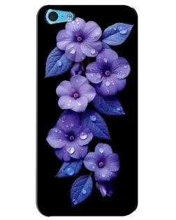 Чохол для iPhone 5c з картинкою «Фіолетові квіти з росою»