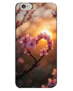 Чохол для iPhone 6 Plus / 6s Plus з картинкою «Рожевий цвіт  сердечко на тлі заходу»