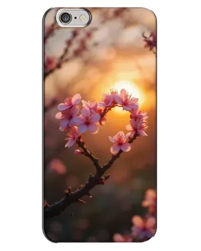 Чохол для iPhone 6 Plus / 6s Plus з картинкою «Рожевий цвіт  сердечко на тлі заходу»