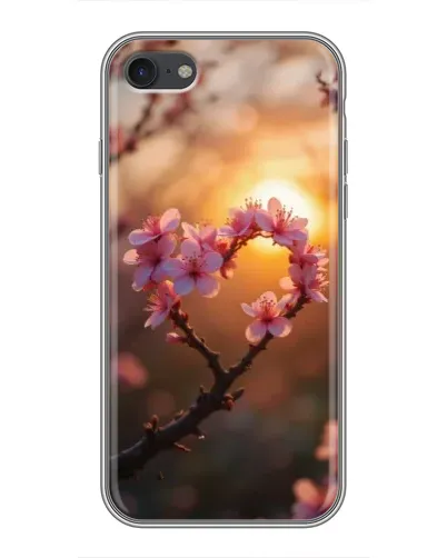 Чохол для iPhone 6 / 6s з картинкою «Рожевий цвіт  сердечко на тлі заходу»