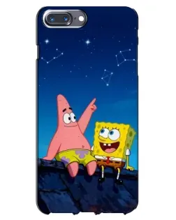Чехол для iPhone 7 Plus с картинкой «Губка Боб и Патрик ночью»