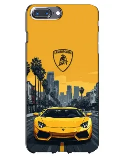 Чехол для iPhone 7 Plus с картинкой «Желтый Lamborghini город»