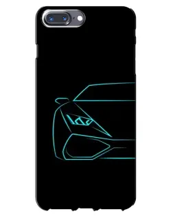 Чехол для iPhone 7 Plus с картинкой «Голубой силуэт Lamborghini»