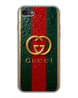 Чохол для iPhone 7 з картинкою «Gucci — фірмова смуга та золото»