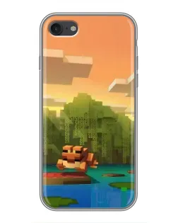 Чехол для iPhone 7 с картинкой «Майнкрафт закат солнца»