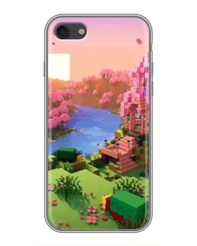 Чехол для iPhone 7 с картинкой «Розовое дерево Minecraft»