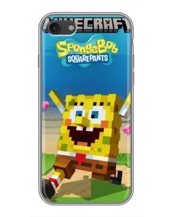 Чохол для iPhone 7 з картинкою «Губка Боб Minecraft»