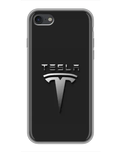 Чехол для iPhone 7 с картинкой «Стальной логотип Tesla»