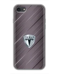 Чехол для iPhone 7 с картинкой «Металлическая текстура Tesla»
