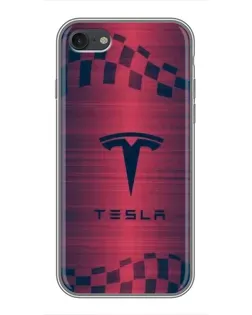 Чехол для iPhone 7 с картинкой «Тесла красный карбон»