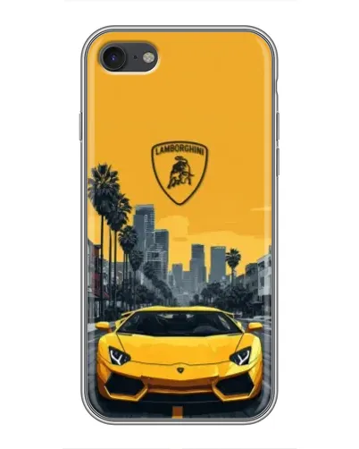 Чехол для iPhone 7 с картинкой «Желтый Lamborghini город»