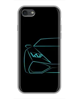 Чехол для iPhone 7 с картинкой «Голубой силуэт Lamborghini»