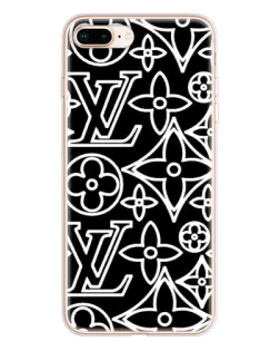 Чохол для iPhone 8 Plus з картинкою «Чорно-білий візерунок LV»