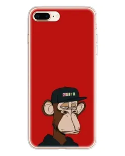 Чохол для iPhone 8 Plus з картинкою «Bored Ape — червоний фон»