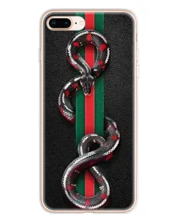 Чехол для iPhone 8 Plus с картинкой «Gucci — змея на полосе»
