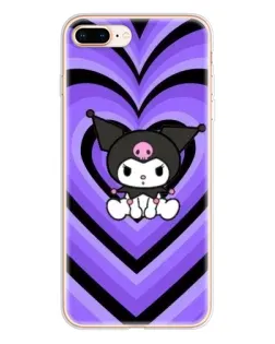 Чохол для iPhone 8 Plus з картинкою «Kuromi та фіолетові серця»