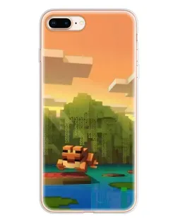 Чехол для iPhone 8 Plus с картинкой «Майнкрафт закат солнца»