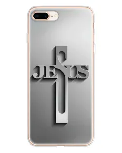 Чехол для iPhone 8 Plus с картинкой «Металлический крест Jesus»